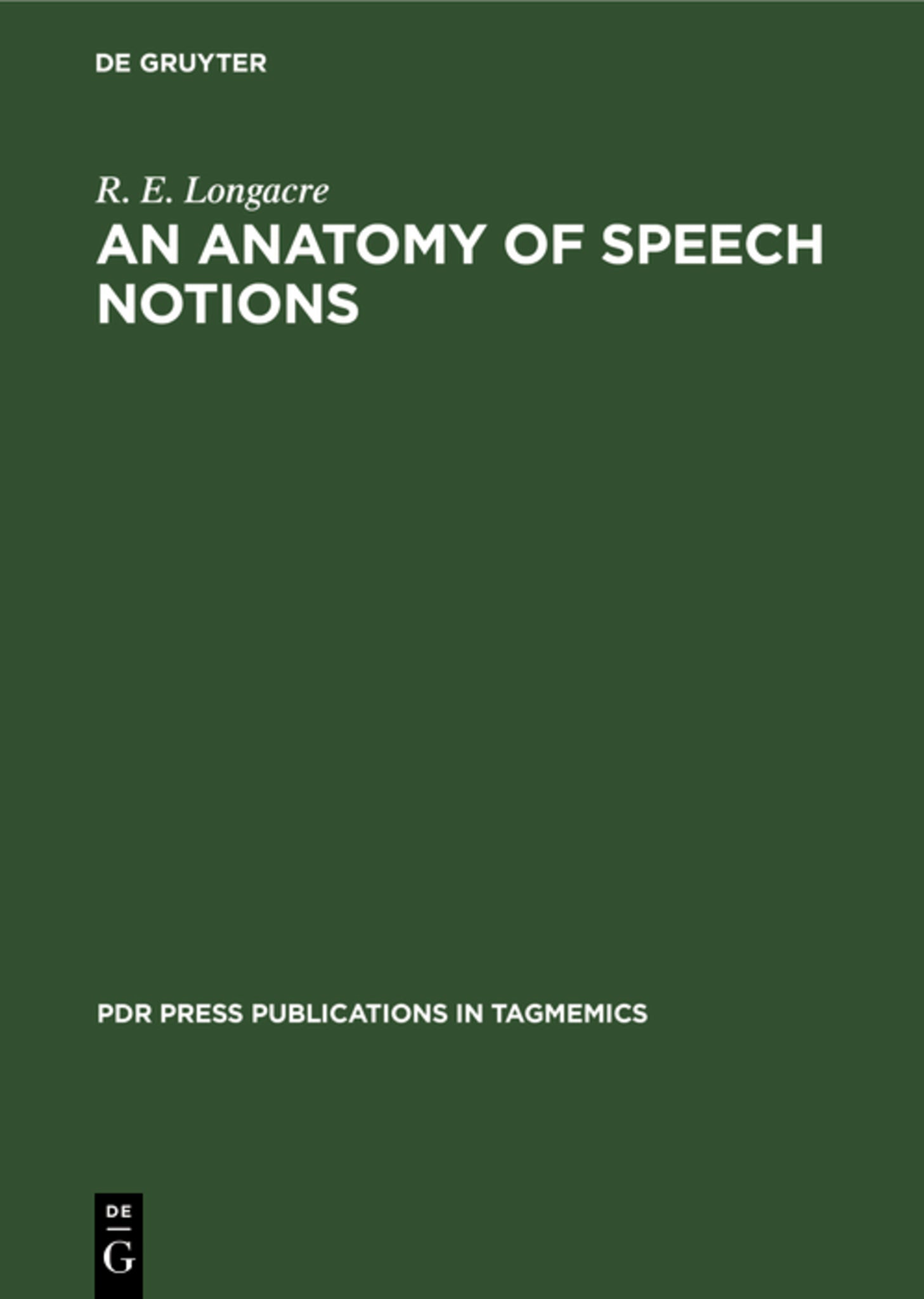 Cover image for An anatomy of speech notions ISBN 9783112329917